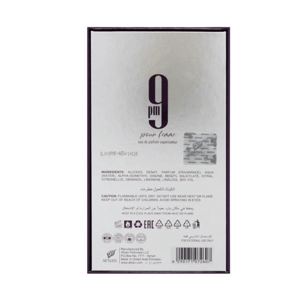 Afnan 9 PM Pour Femme Eau de Parfum 100 ml - Image 5